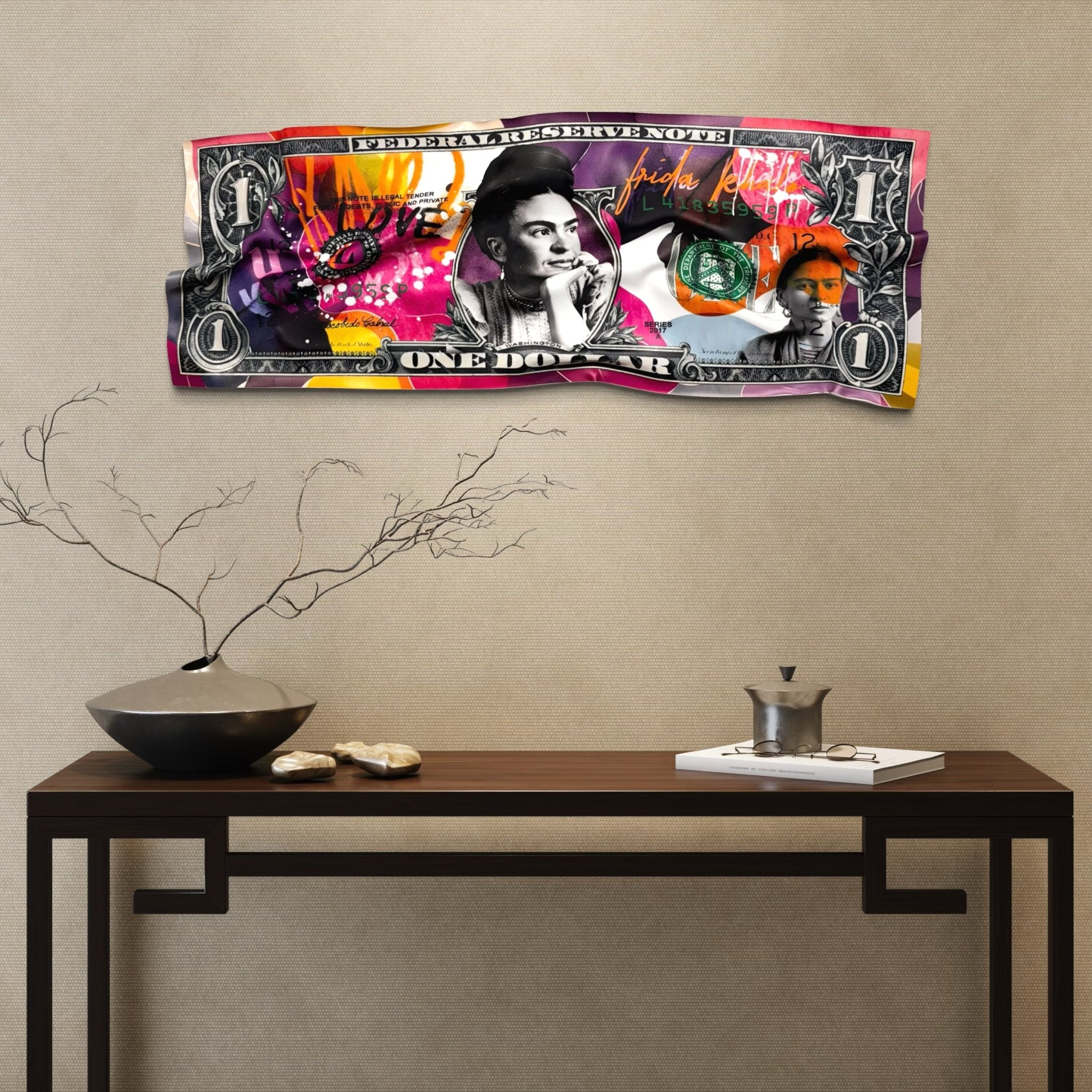 Tableau froissé - Billet de 1 Dollars Frida - Luxartis