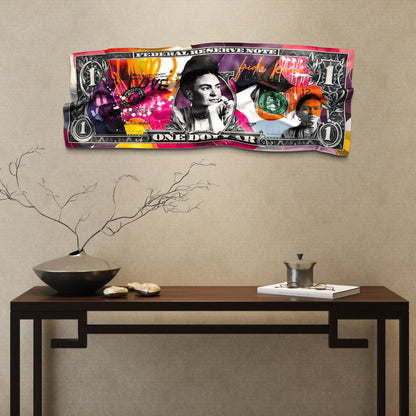 Tableau froissé - Billet de 1 Dollars Frida - Luxartis