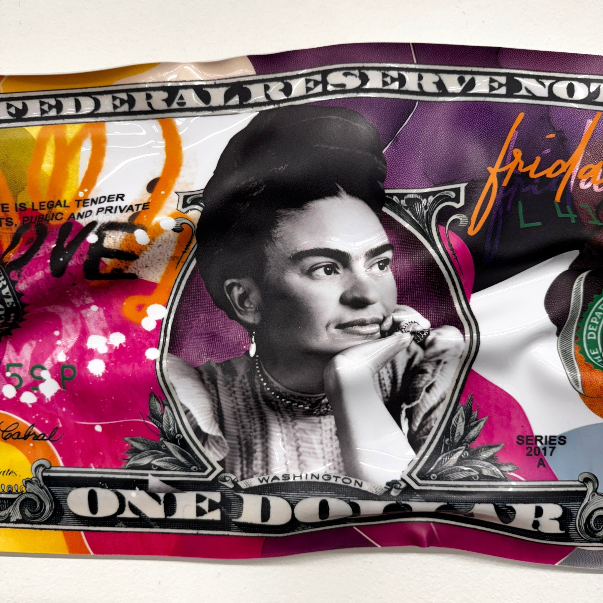 Tableau froissé - Billet de 1 Dollars Frida - Luxartis