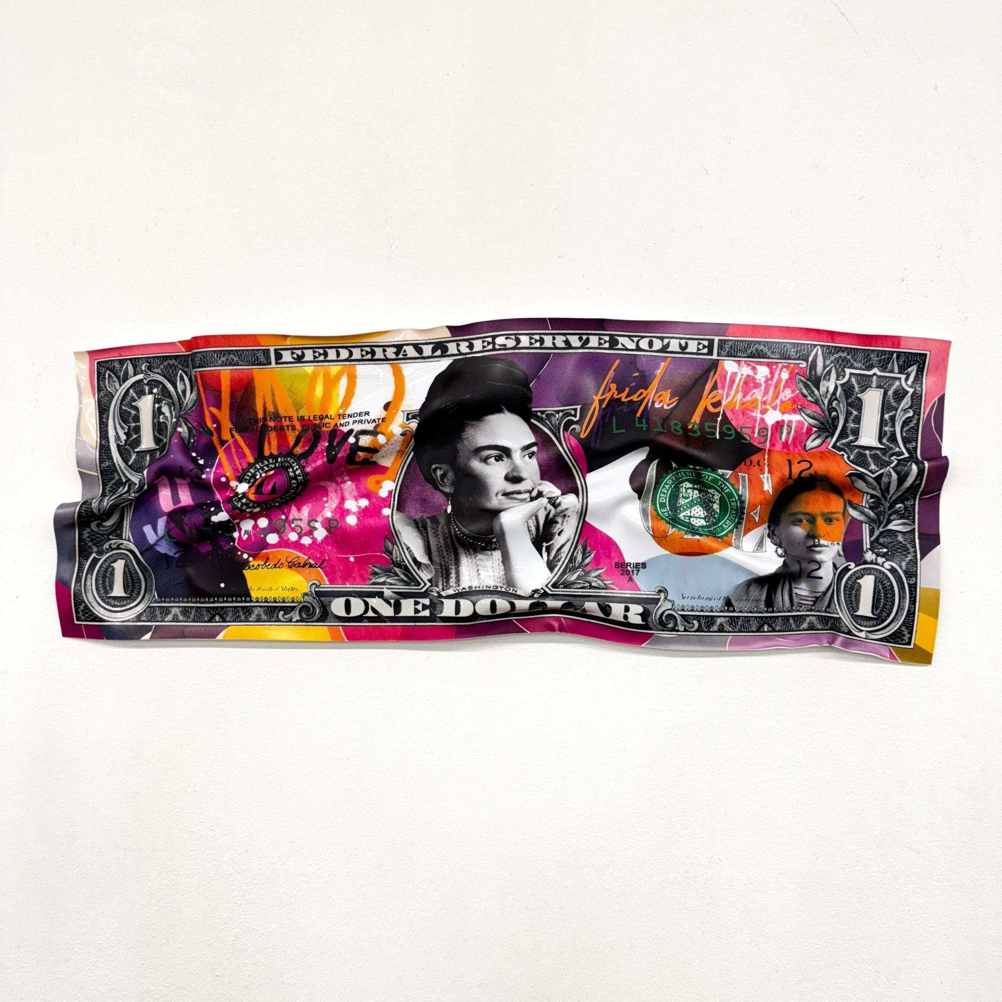 Tableau froissé - Billet de 1 Dollars Frida - Luxartis