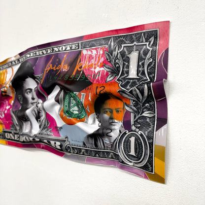 Tableau froissé - Billet de 1 Dollars Frida - Luxartis