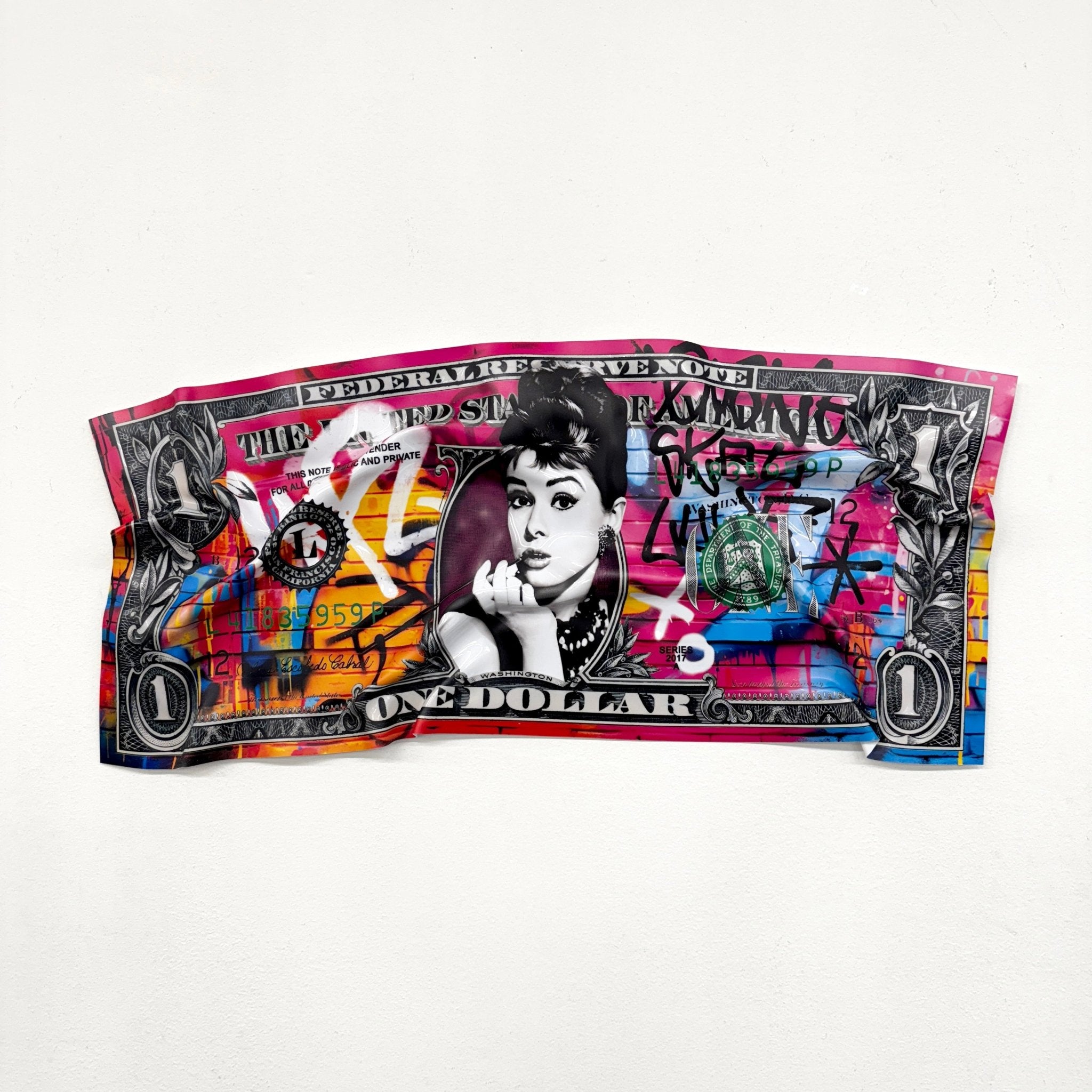 Tableau froissé - Billet de 1 Dollars Hepburn - Luxartis