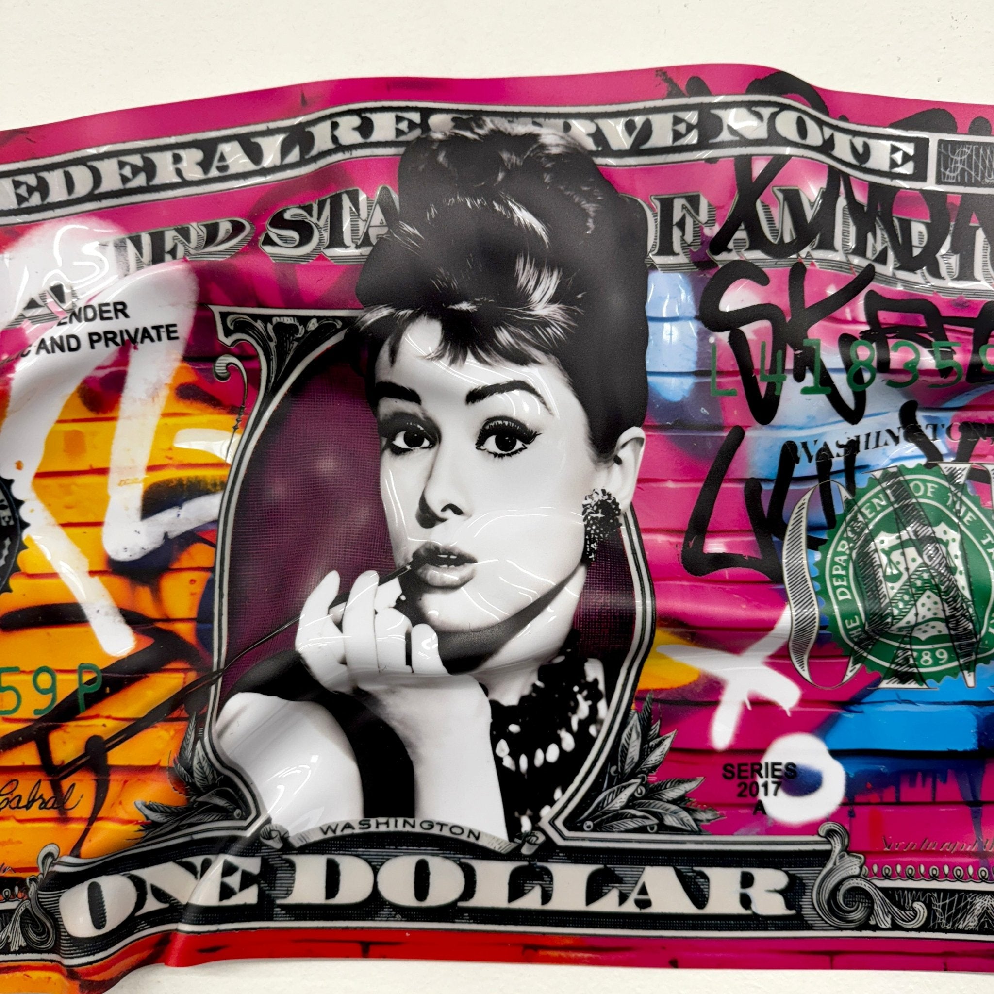Tableau froissé - Billet de 1 Dollars Hepburn - Luxartis