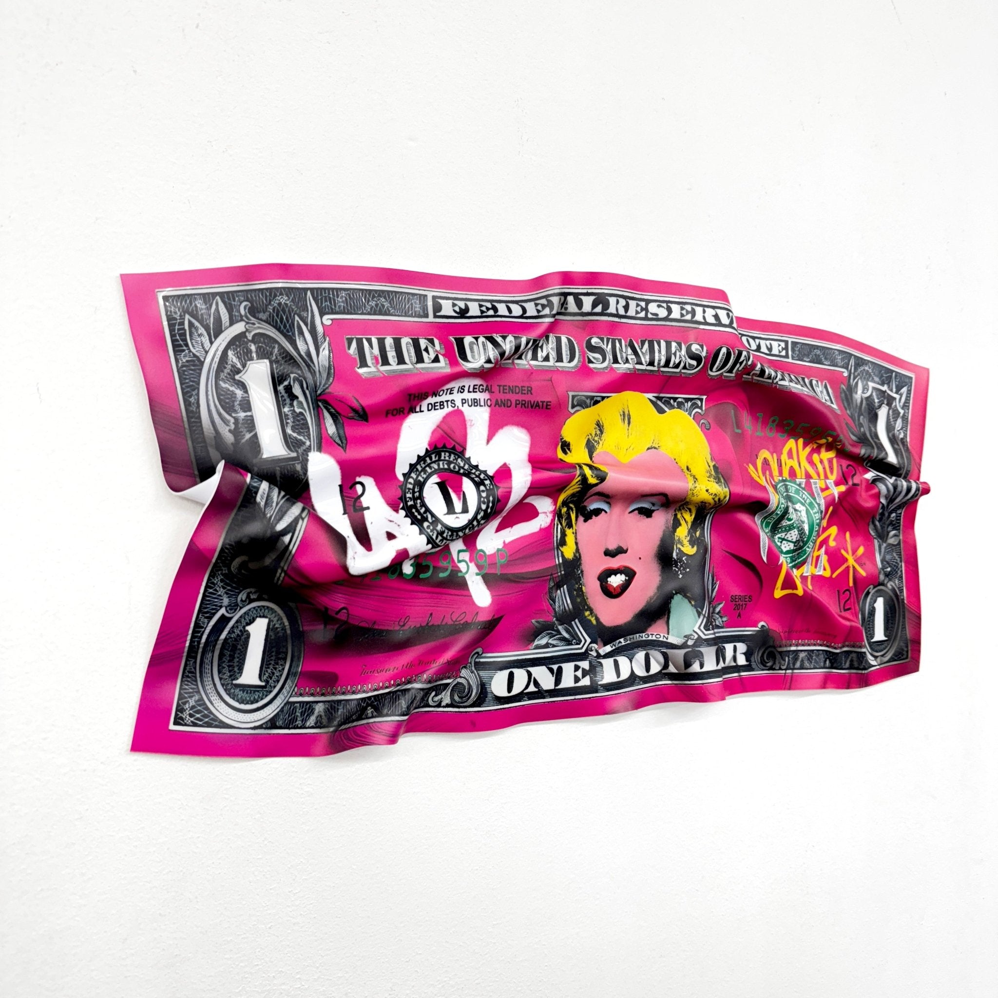 Tableau froissé - Billet de 1 Dollars Marilyn - Luxartis
