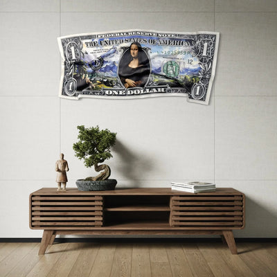 Tableau froissé - Billet de 1 Dollars Mona Lisa - Luxartis