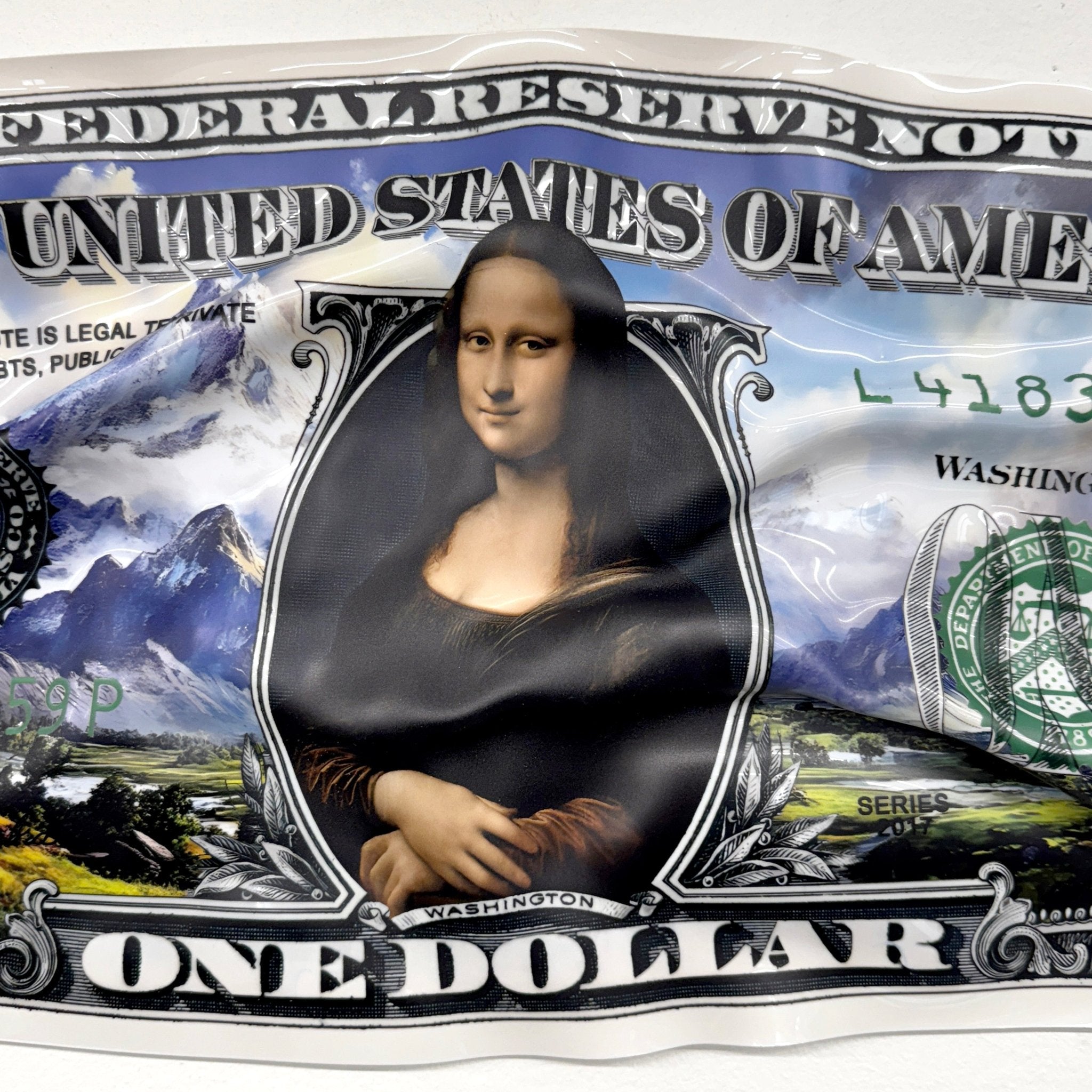 Tableau froissé - Billet de 1 Dollars Mona Lisa - Luxartis