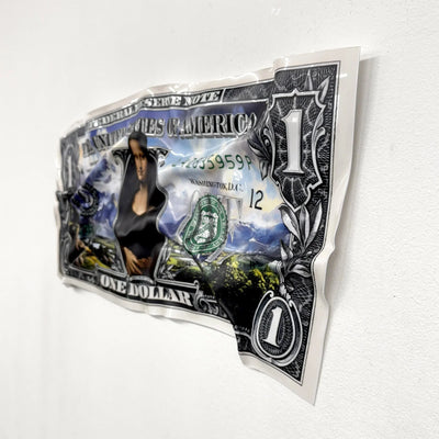 Tableau froissé - Billet de 1 Dollars Mona Lisa - Luxartis