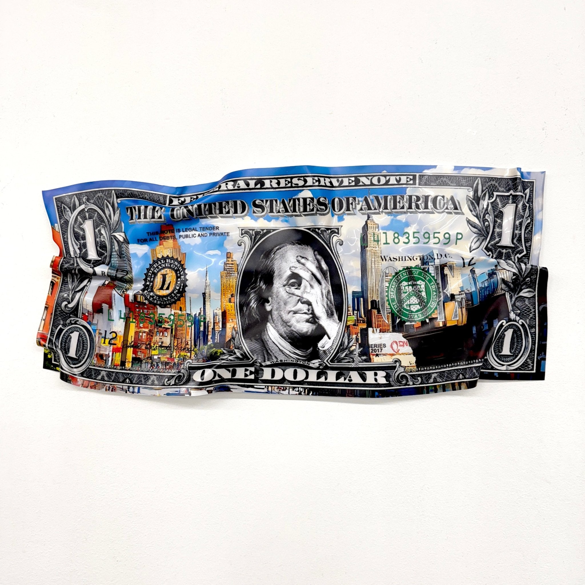 Tableau froissé - Billet de 1 Dollars Pop - Luxartis