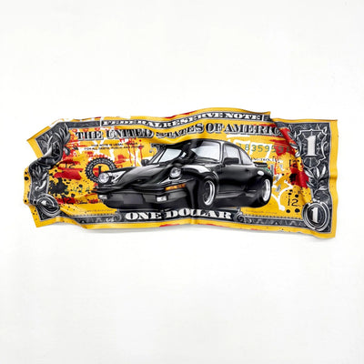 Tableau froissé - Billet de 1 Dollars Porsche - Luxartis