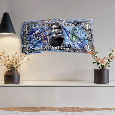Tableau froissé - Billet de 1 Dollars Tesla - Luxartis