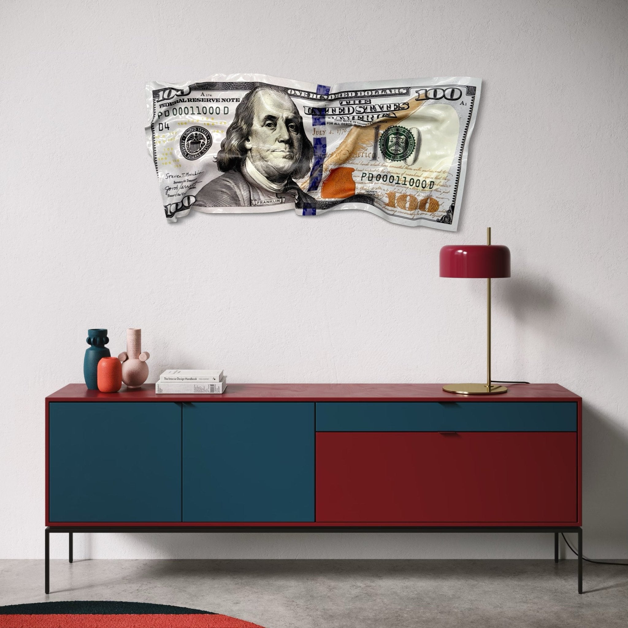 Tableau froissé - Billet de 100 Dollars - Luxartis