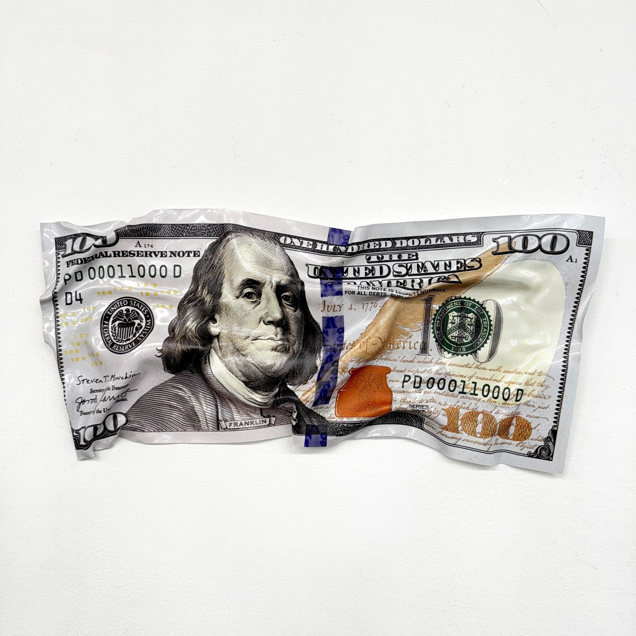 Tableau froissé - Billet de 100 Dollars - Luxartis