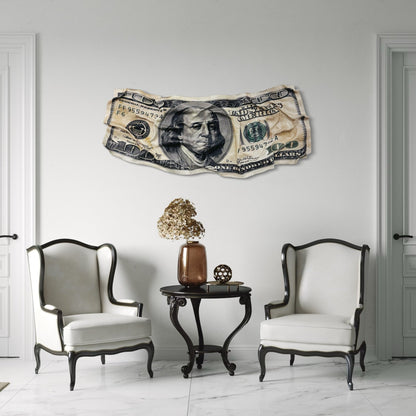 Tableau froissé - Billet de 100 Dollars - Luxartis