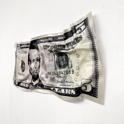 Tableau froissé - Billet de 5 Dollars - Luxartis