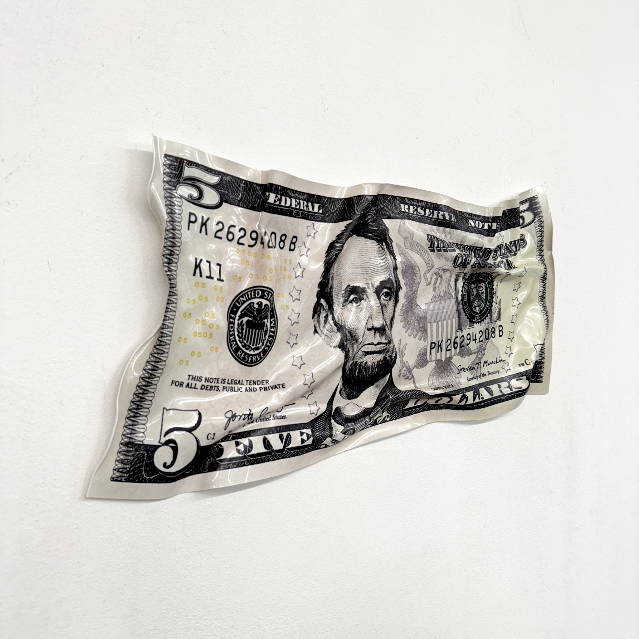 Tableau froissé - Billet de 5 Dollars - Luxartis