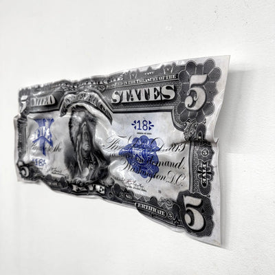 Tableau froissé - Billet de 5 Dollars Indien - Luxartis