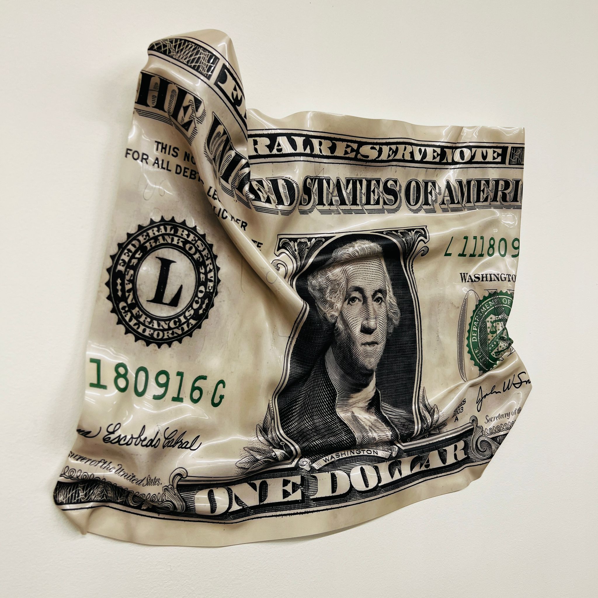 Tableau froissé - Billet One Dollar - Luxartis