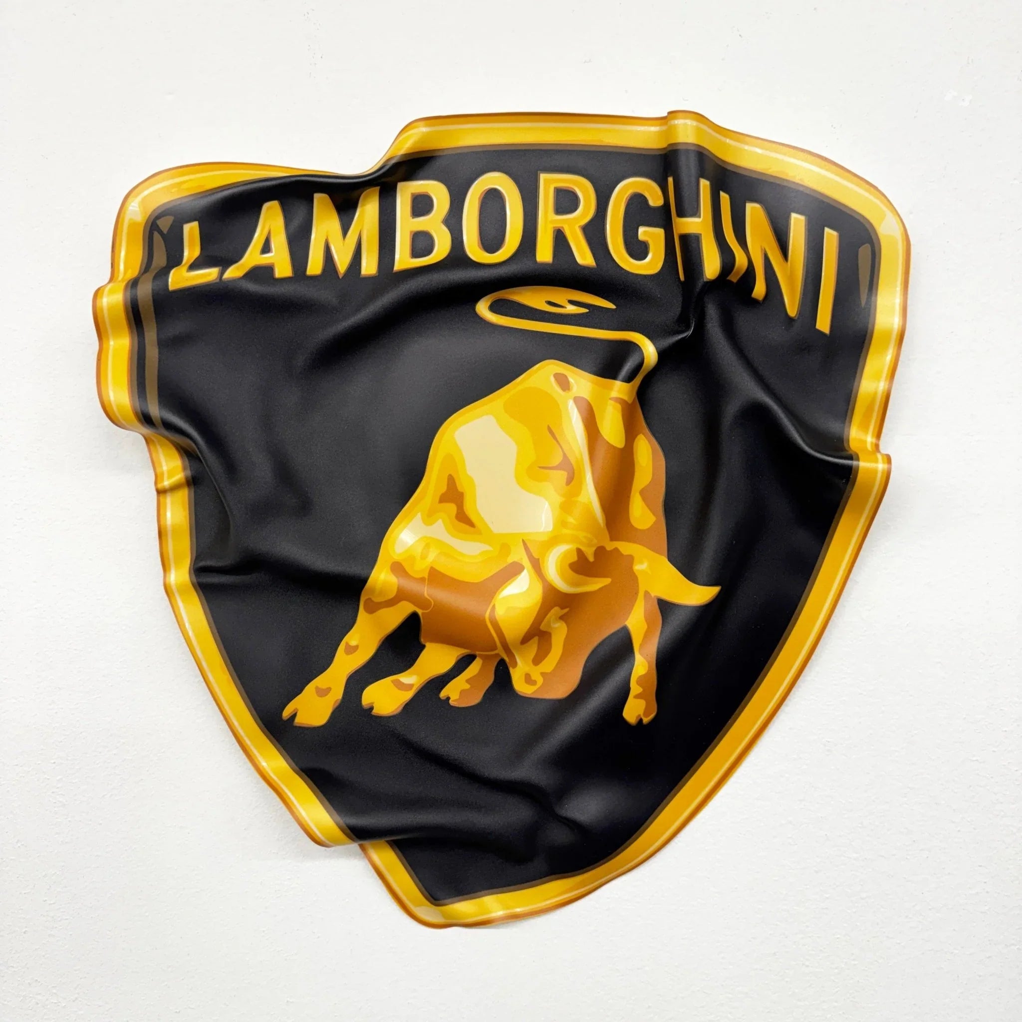 Tableau froissé - Blason Lamborghini "Charge du Taureau" - Luxartis