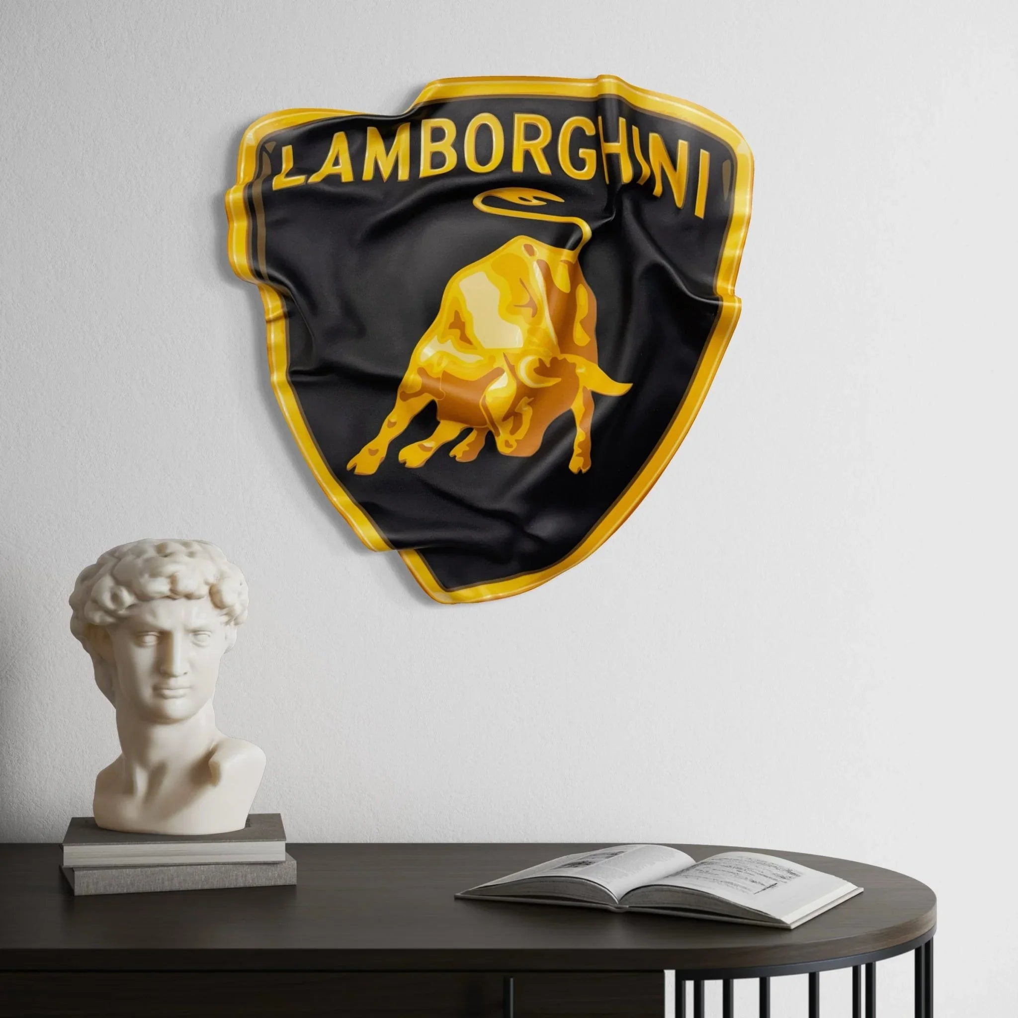 Tableau froissé - Blason Lamborghini "Charge du Taureau" - Luxartis