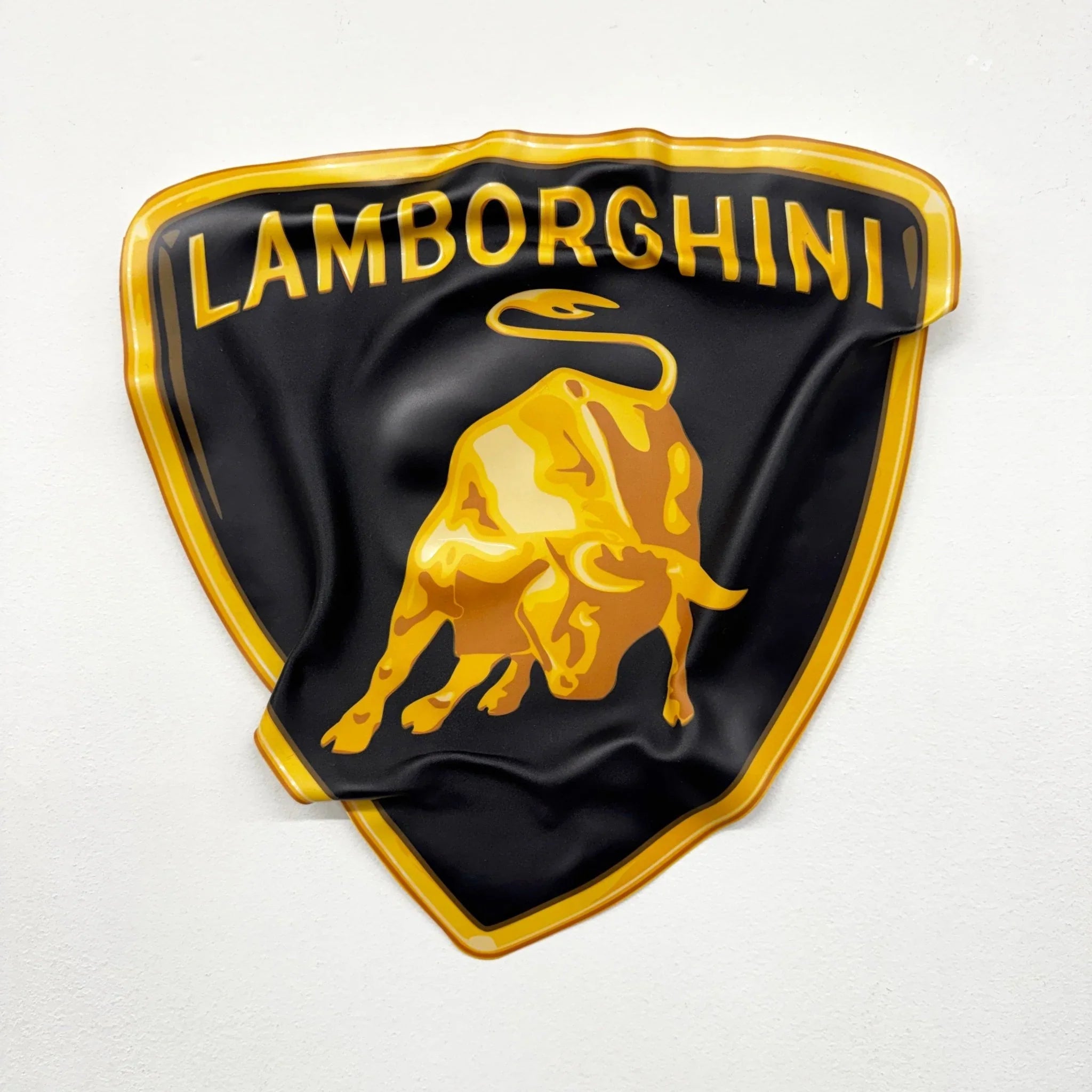 Tableau froissé - Blason Lamborghini "Taureau Noir & Or" - Luxartis