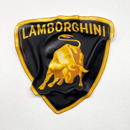 Tableau froissé - Blason Lamborghini "Taureau Noir & Or" - Luxartis