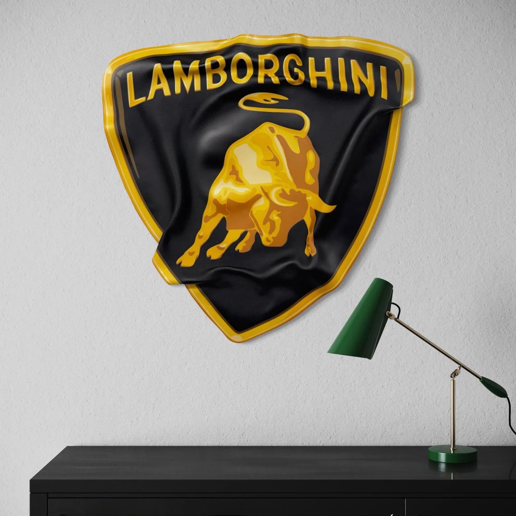 Tableau froissé - Blason Lamborghini "Taureau Noir & Or" - Luxartis