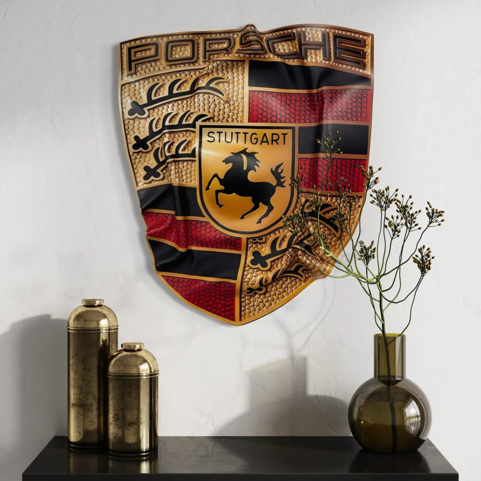 Tableau froissé – Blason Porsche "Stuttgart Legacy" - Luxartis