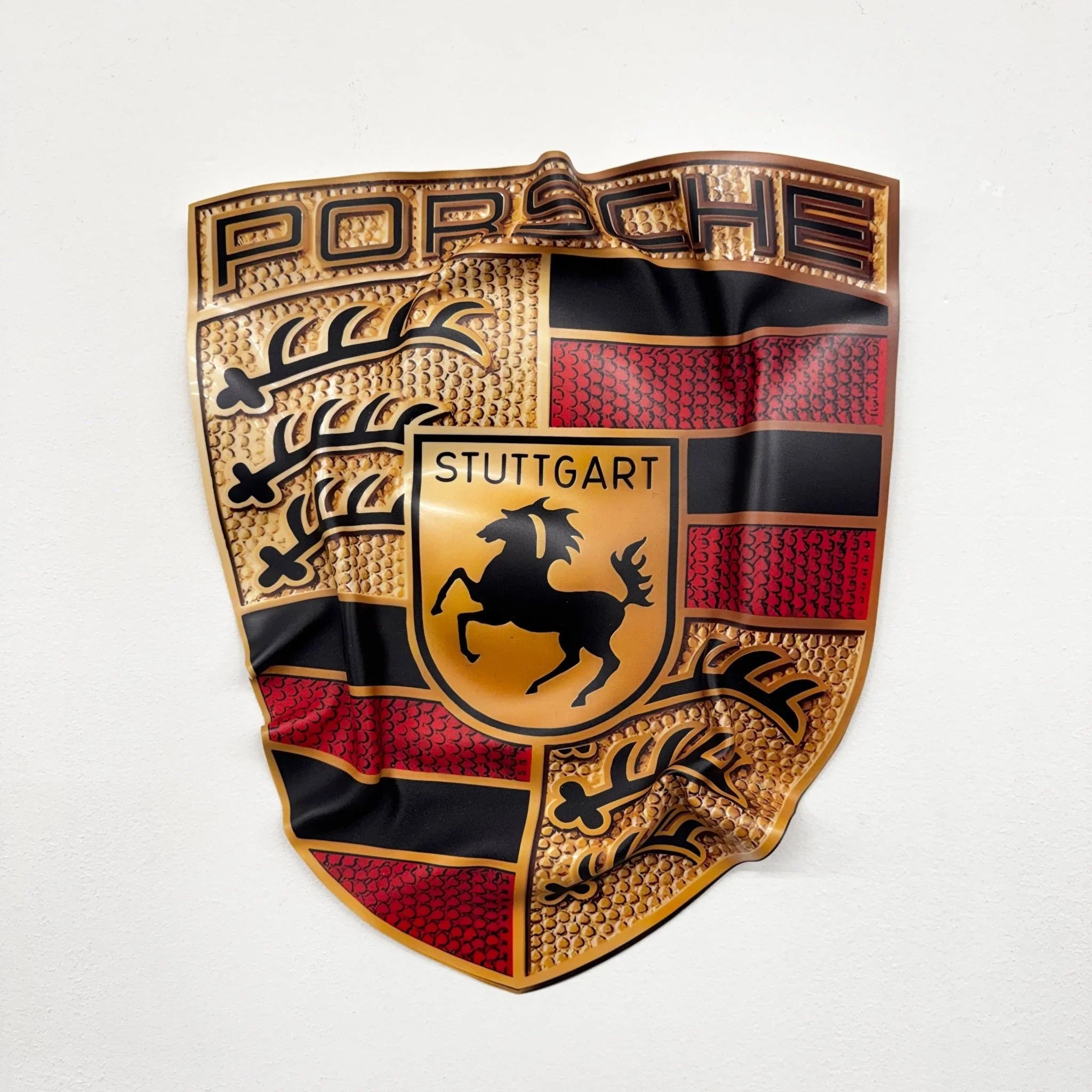 Tableau froissé – Blason Porsche "Stuttgart Legacy" - Luxartis