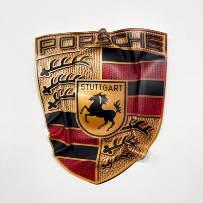 Tableau froissé – Blason Porsche "Stuttgart Legacy" - Luxartis