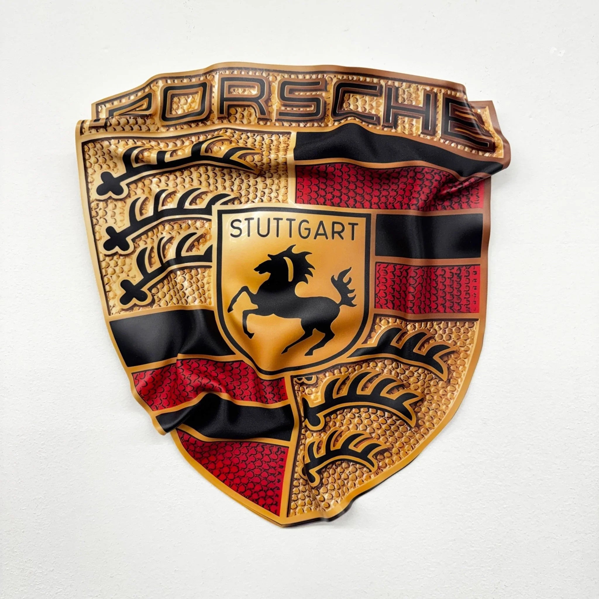Tableau froissé – Blason Porsche "Stuttgart Power" - Luxartis