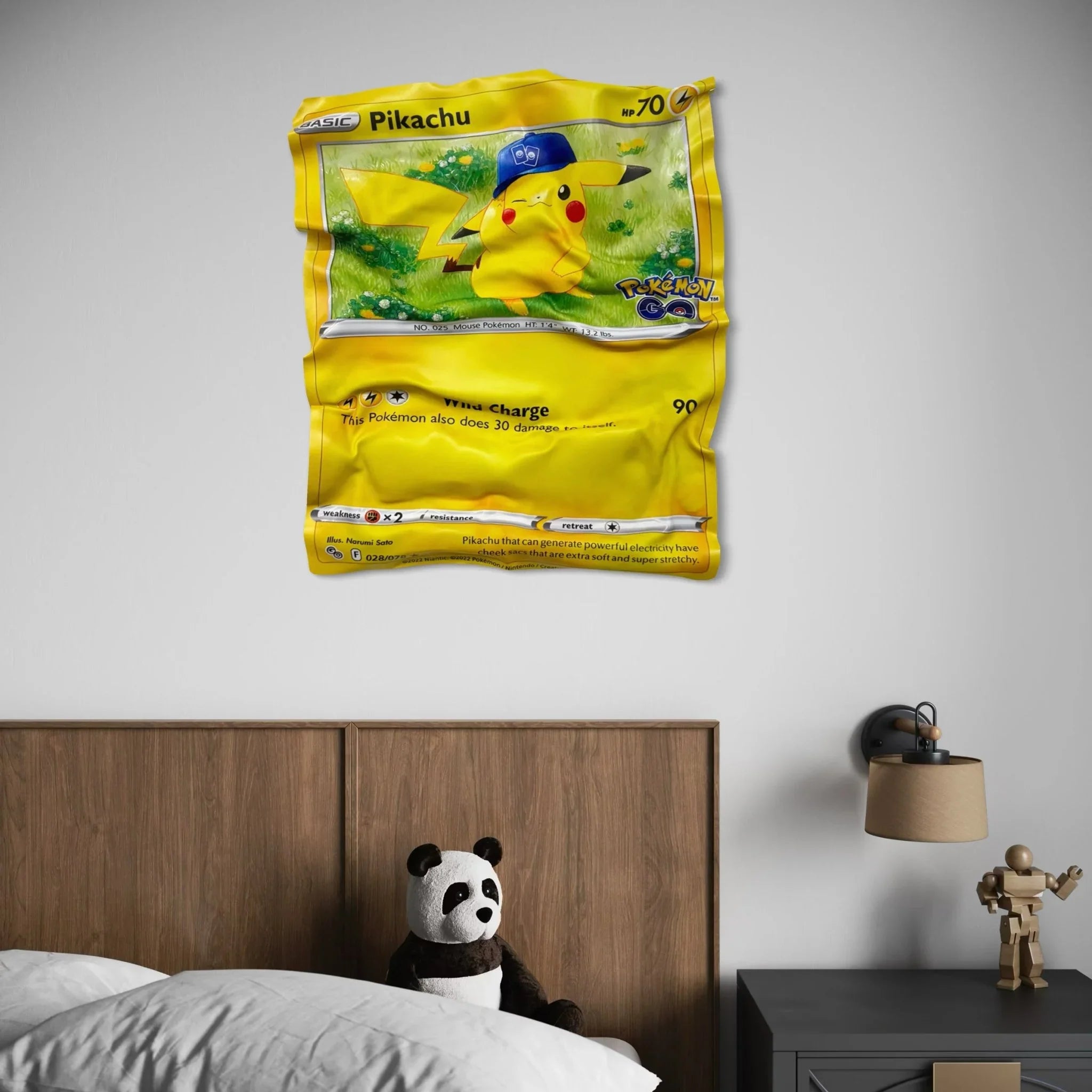 Tableau froissé - Carte Pokémon "Pikachu" - Luxartis