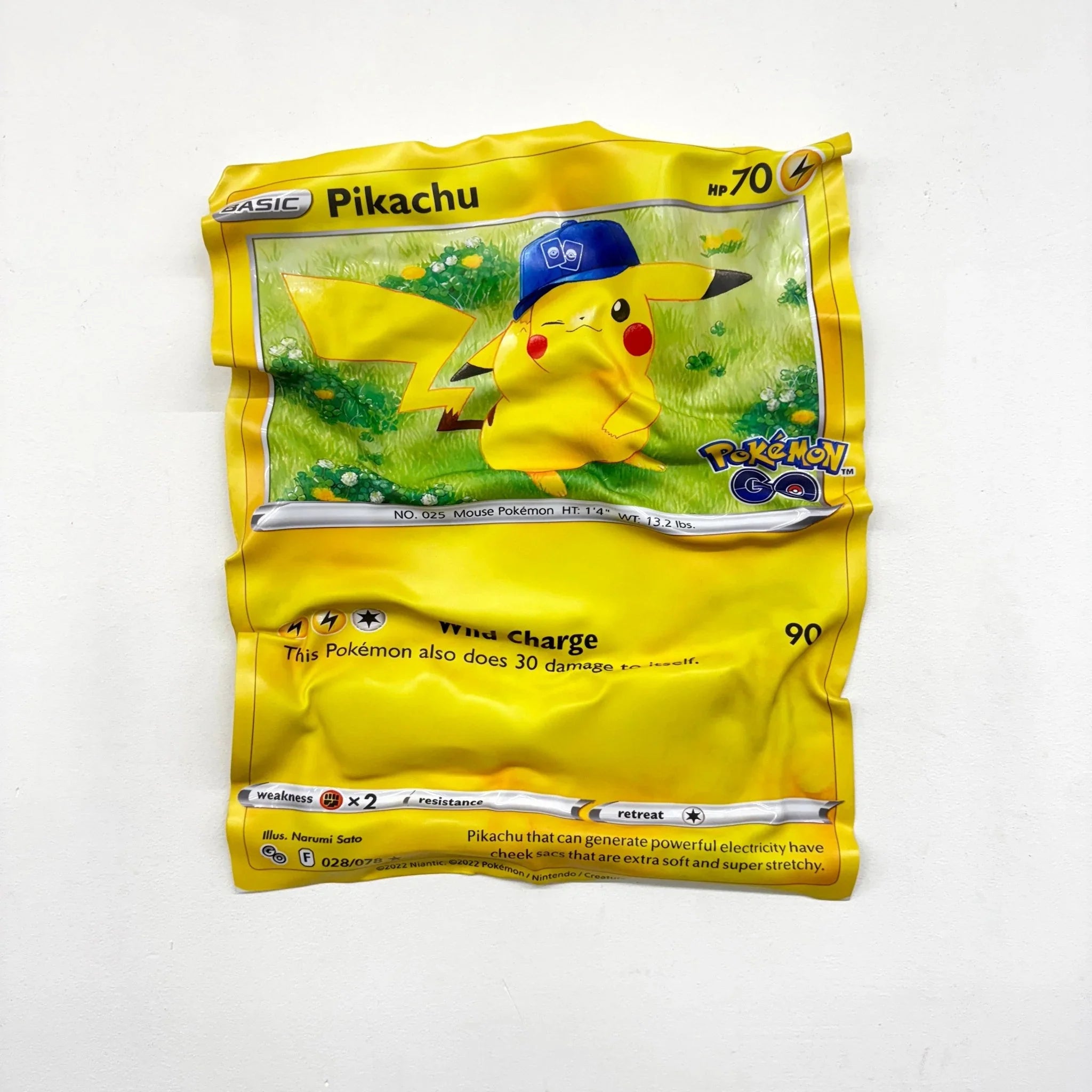 Tableau froissé - Carte Pokémon "Pikachu" - Luxartis