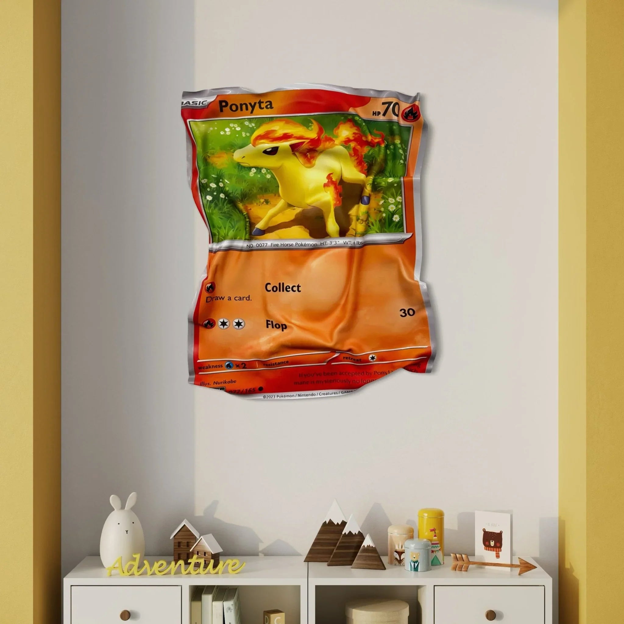 Tableau froissé - Carte Pokémon "Ponyta" - Luxartis