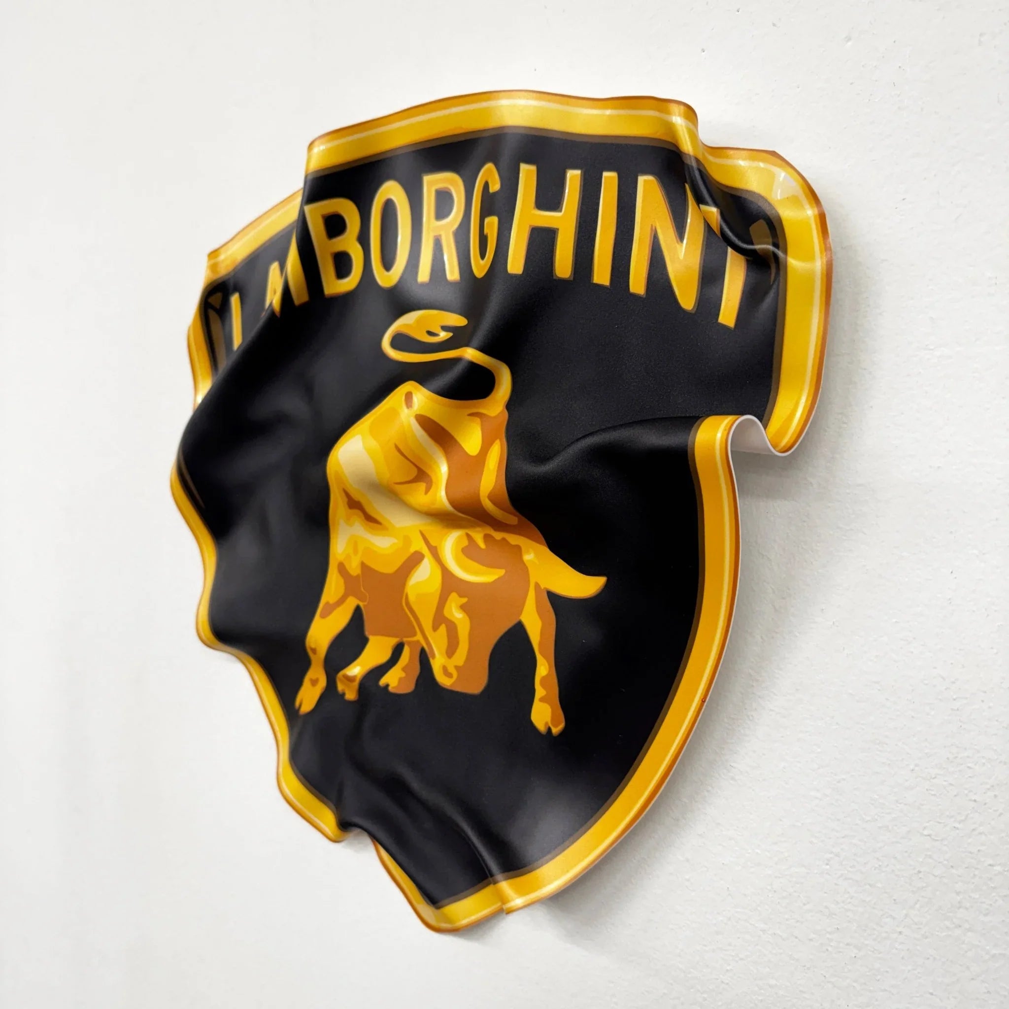 Tableau froissé - Emblème Lamborghini "Taureau d’Or" - Luxartis