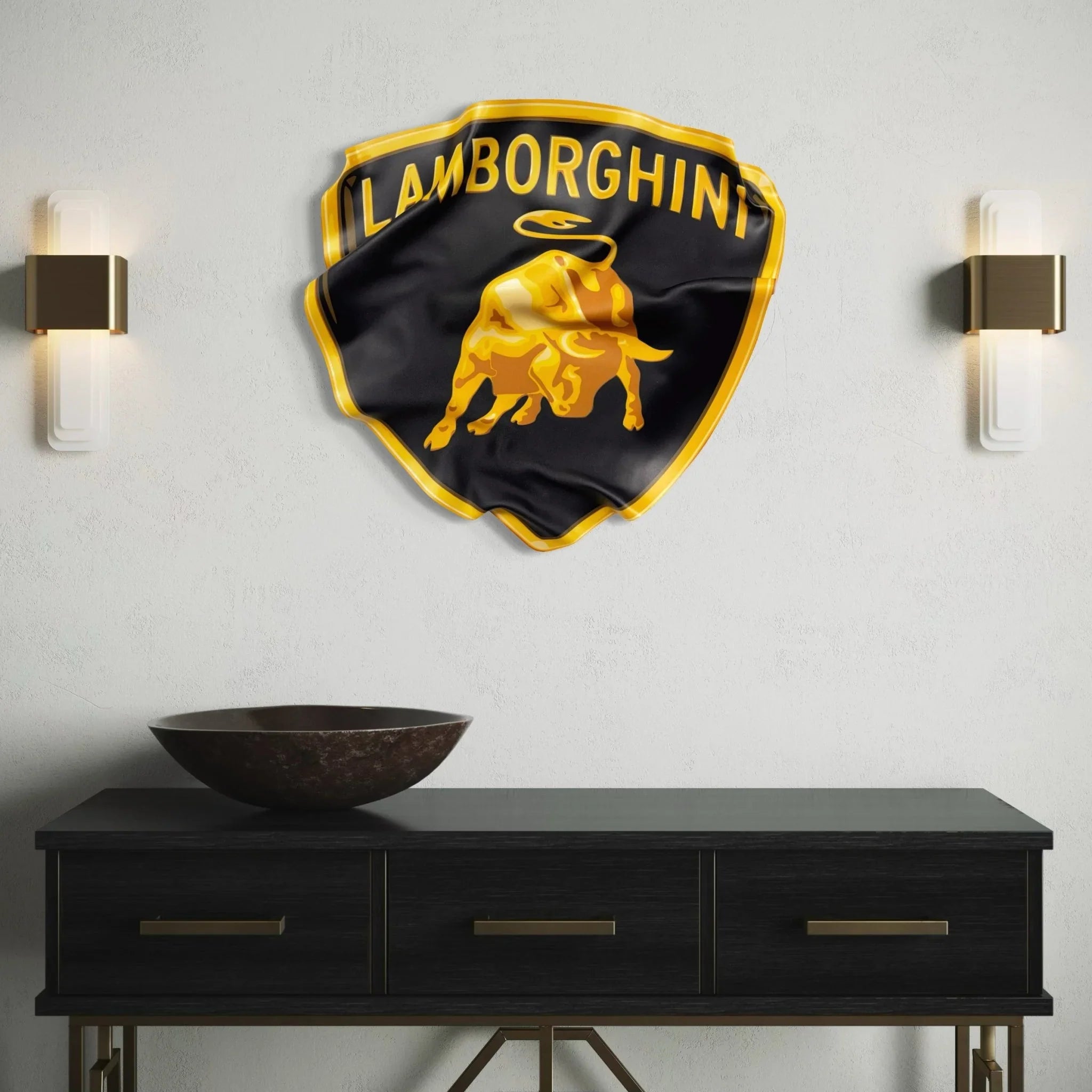 Tableau froissé - Emblème Lamborghini "Taureau d’Or" - Luxartis
