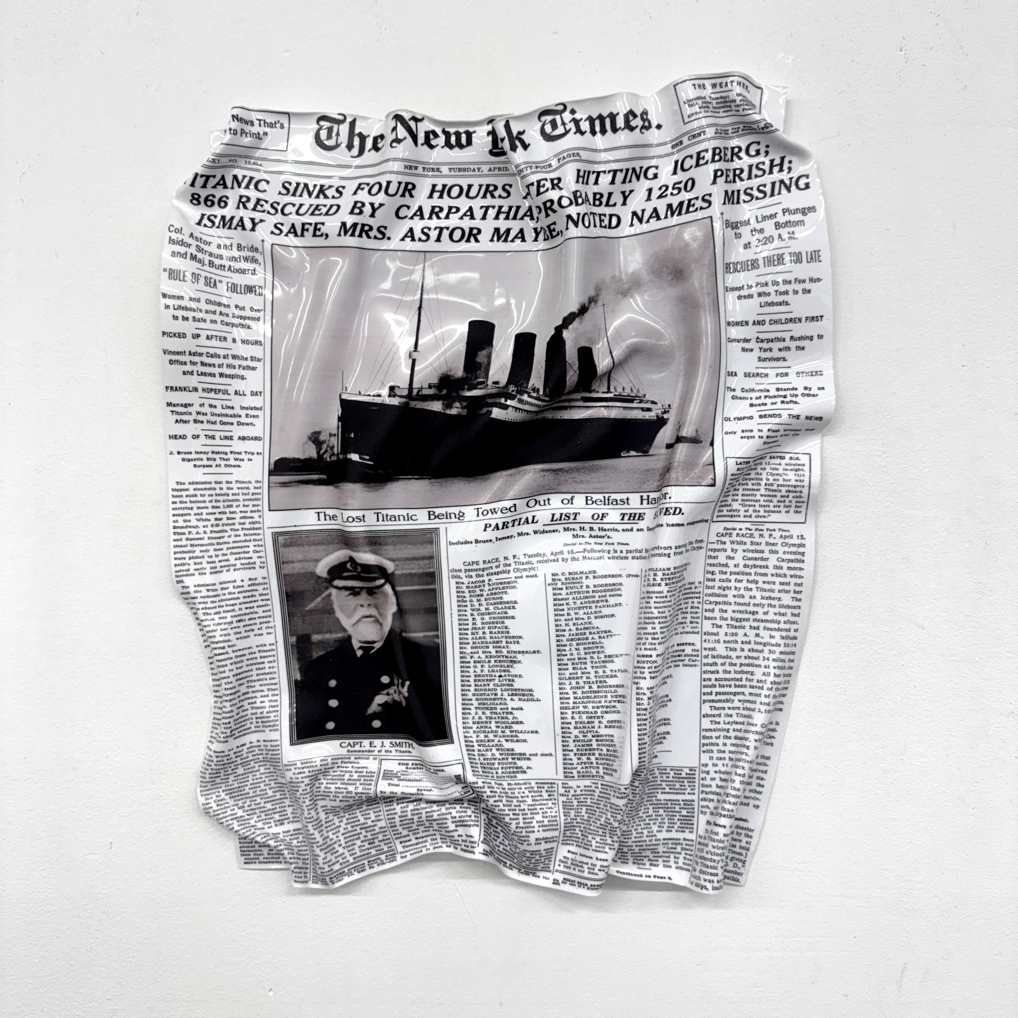 Tableau froissé - Naufrage du Titanic "NY Times 1912" - Luxartis