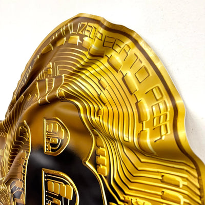 Tableau froissé - Pièce Bitcoin "Or numérique" - Luxartis