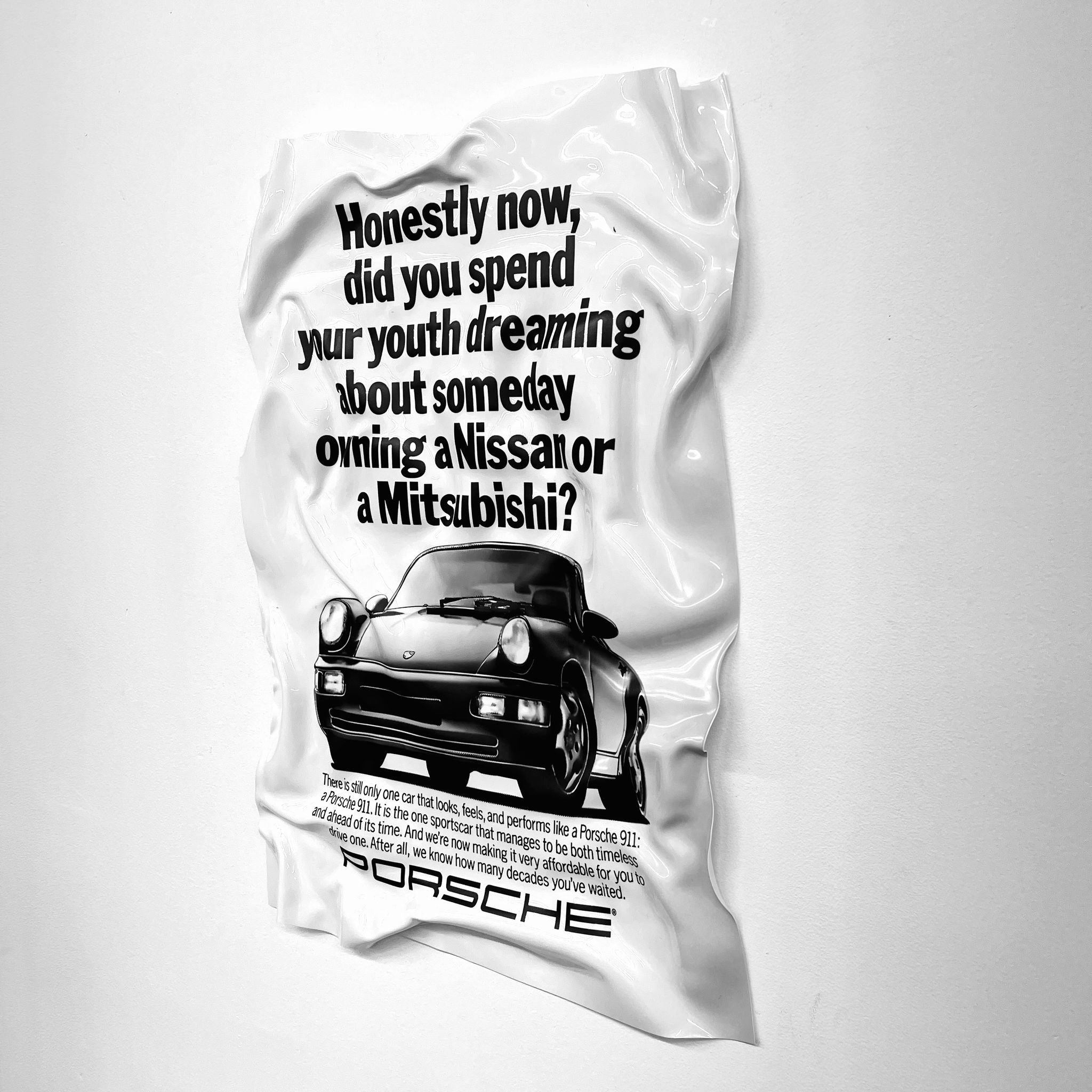 Tableau froissé - Pub Porsche 911 - Luxartis