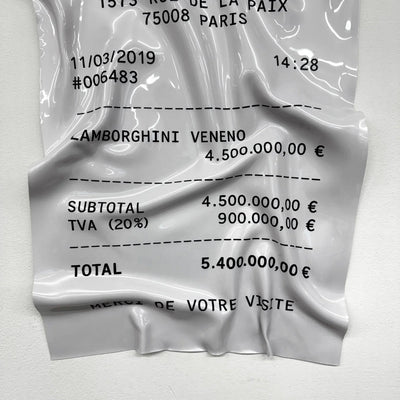 Tableau froissé - Reçu Lamborghini "Veneno" - Luxartis