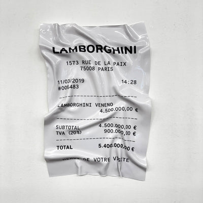 Tableau froissé - Reçu Lamborghini "Veneno" - Luxartis