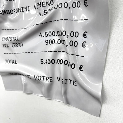 Tableau froissé - Reçu Lamborghini "Veneno" - Luxartis