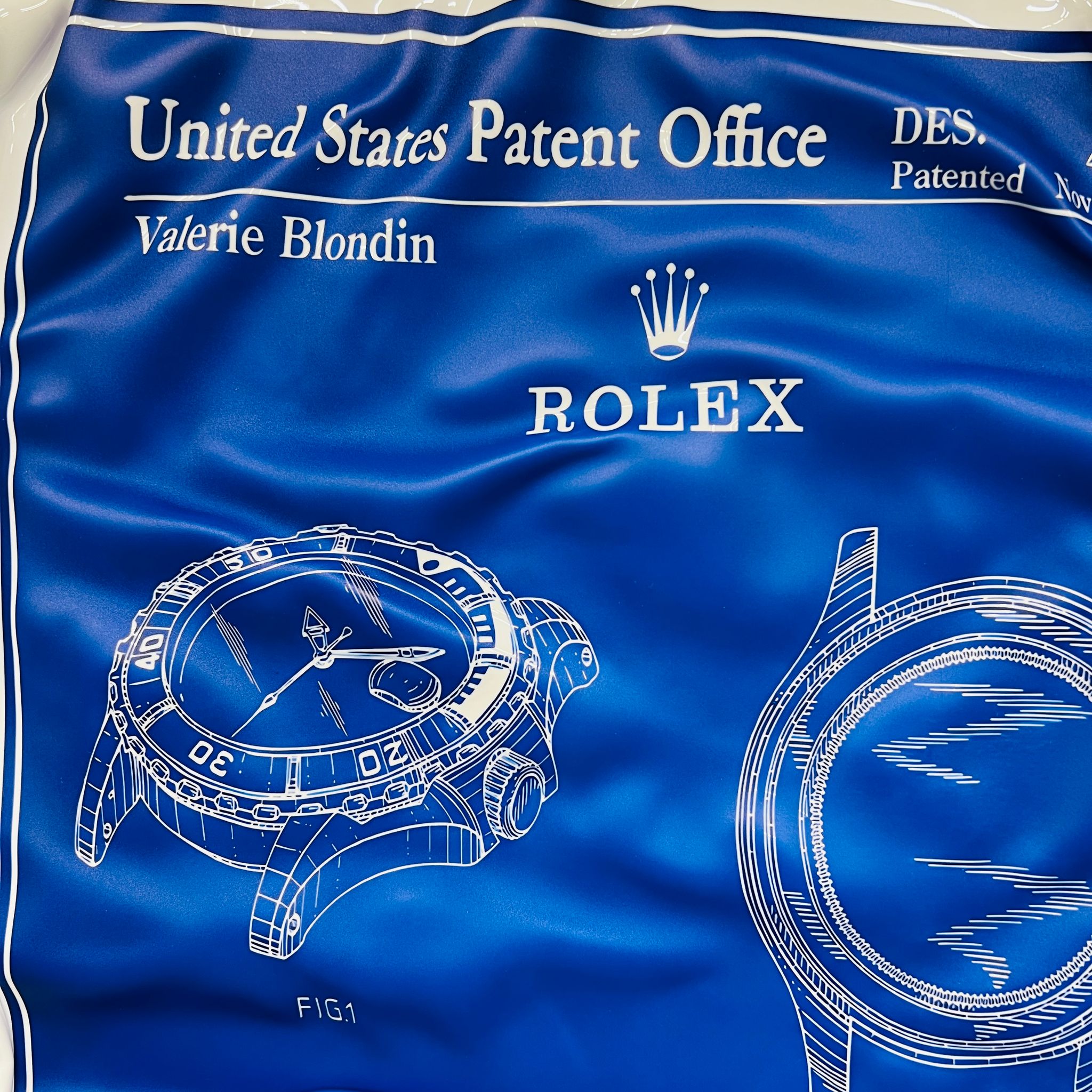 Tableau froissé - Rolex patern bleu - Luxartis