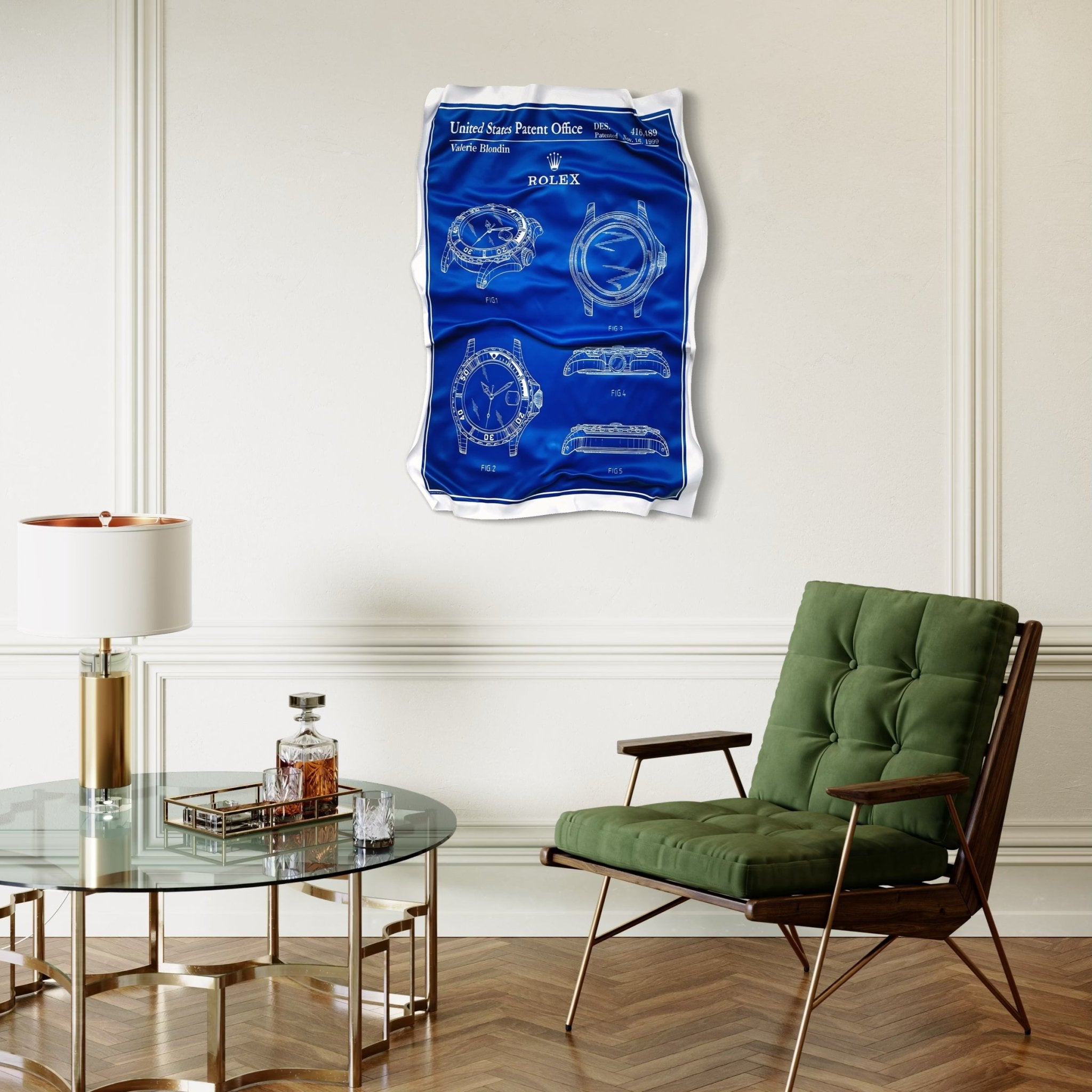 Tableau froissé - Rolex patern bleu - Luxartis