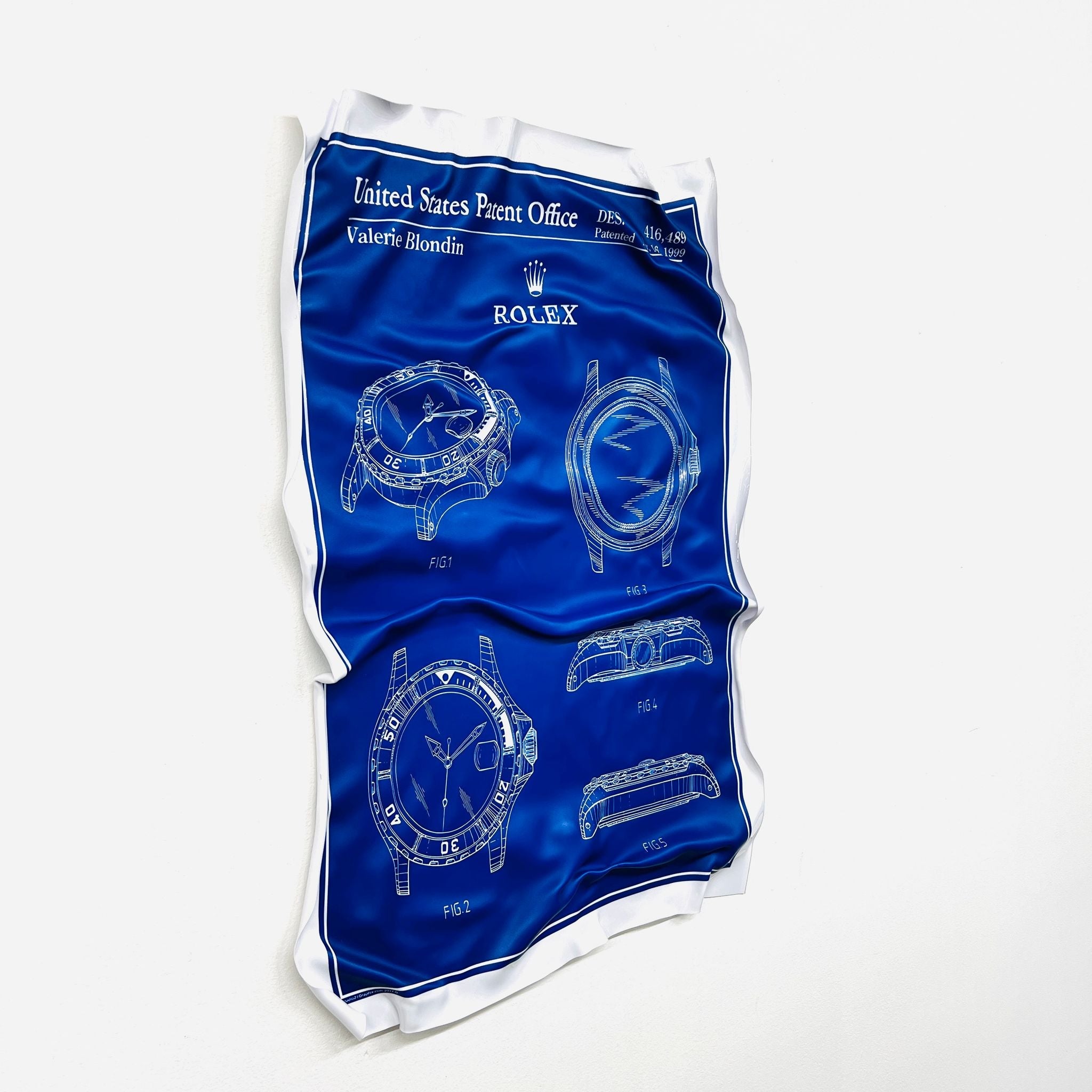 Tableau froissé - Rolex patern bleu - Luxartis