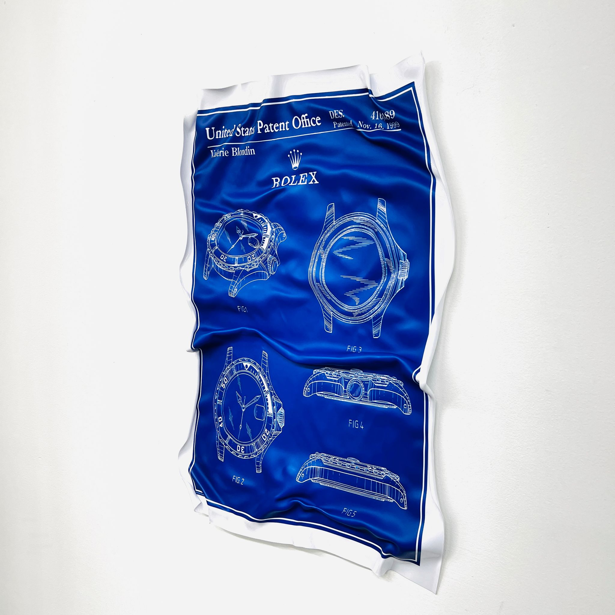 Tableau froissé - Rolex patern bleu - Luxartis