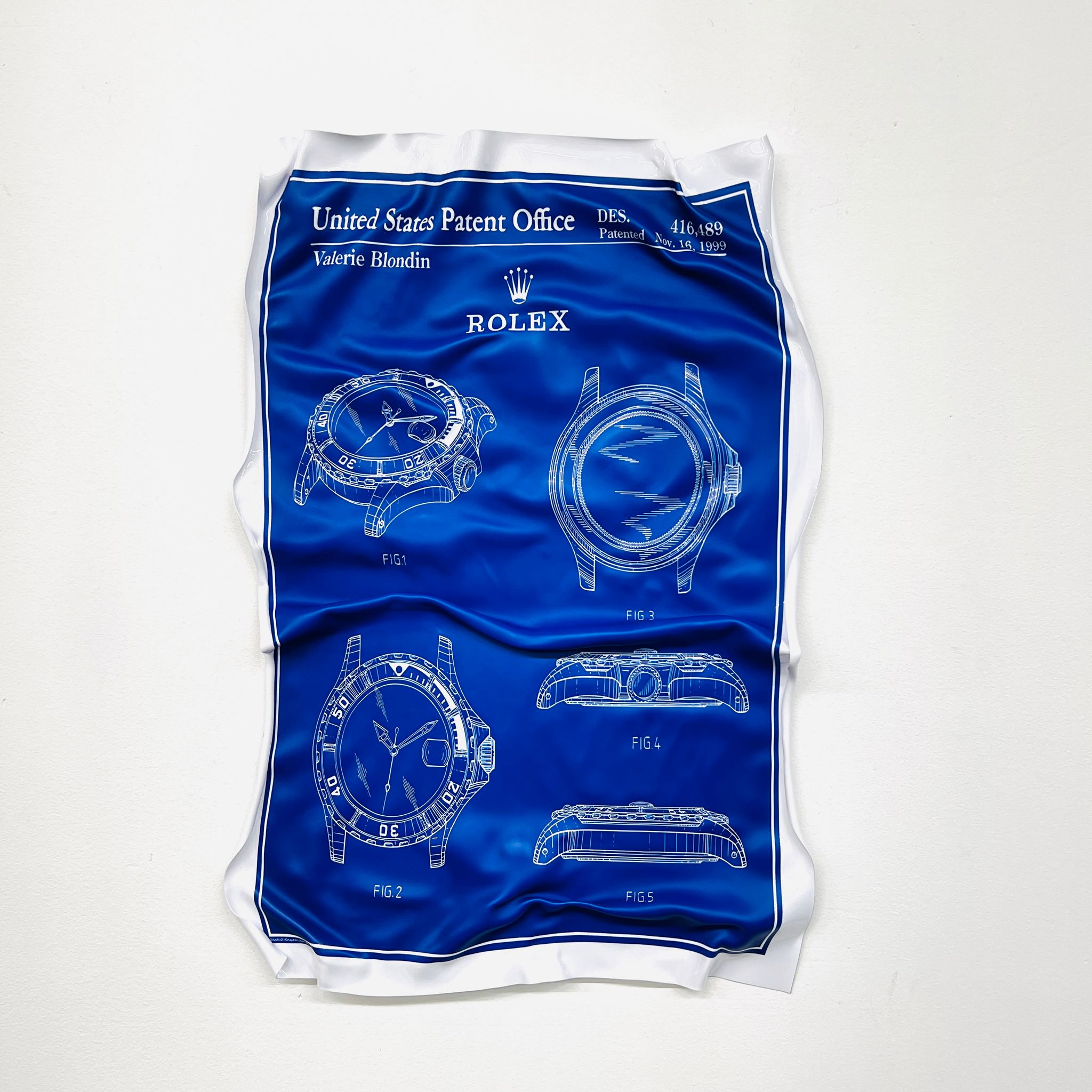 Tableau froissé - Rolex patern bleu - Luxartis