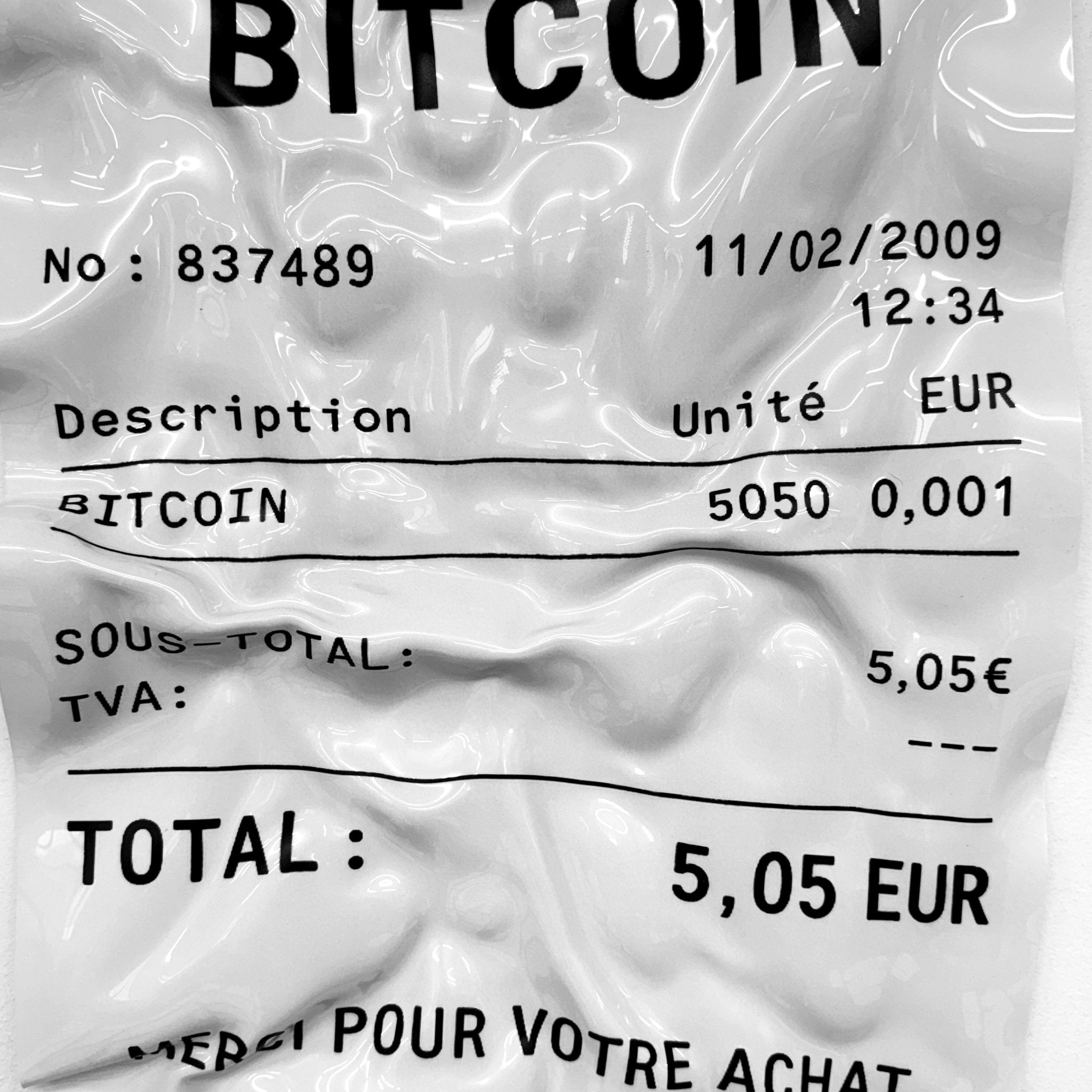 Tableau froissé - Ticket "Bitcoin" - Luxartis