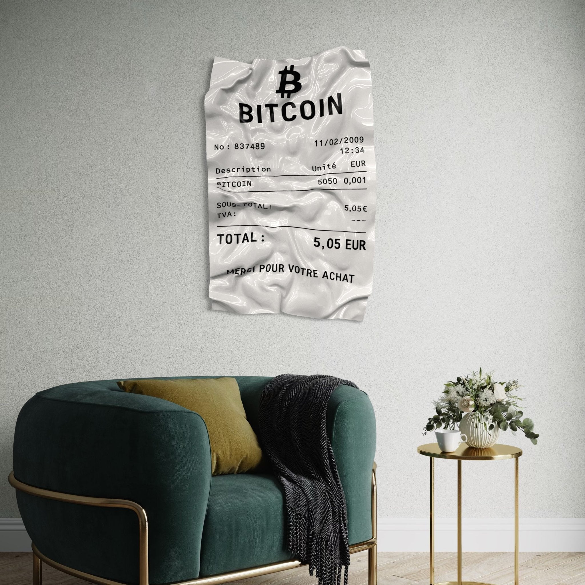 Tableau froissé - Ticket "Bitcoin" - Luxartis