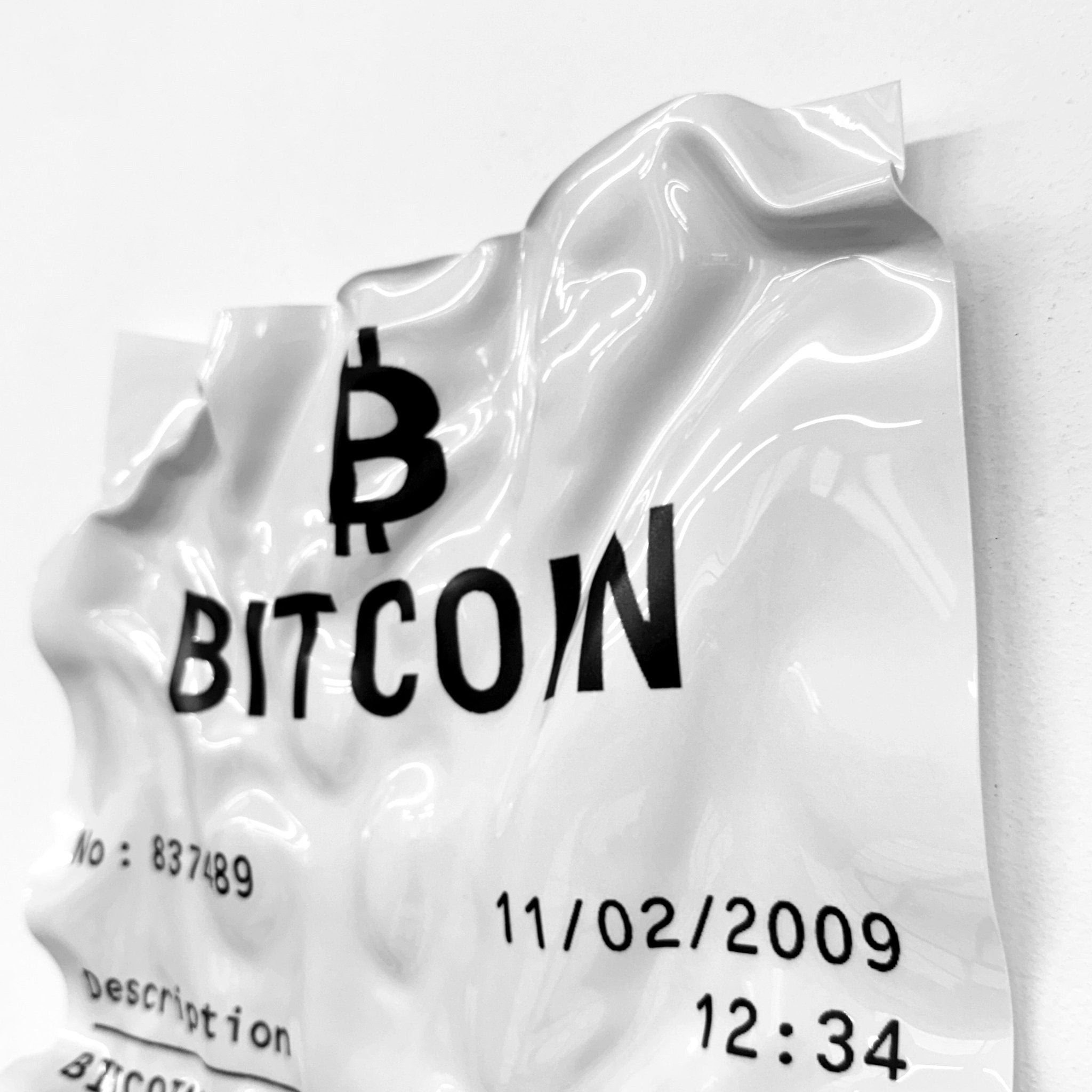 Tableau froissé - Ticket "Bitcoin" - Luxartis