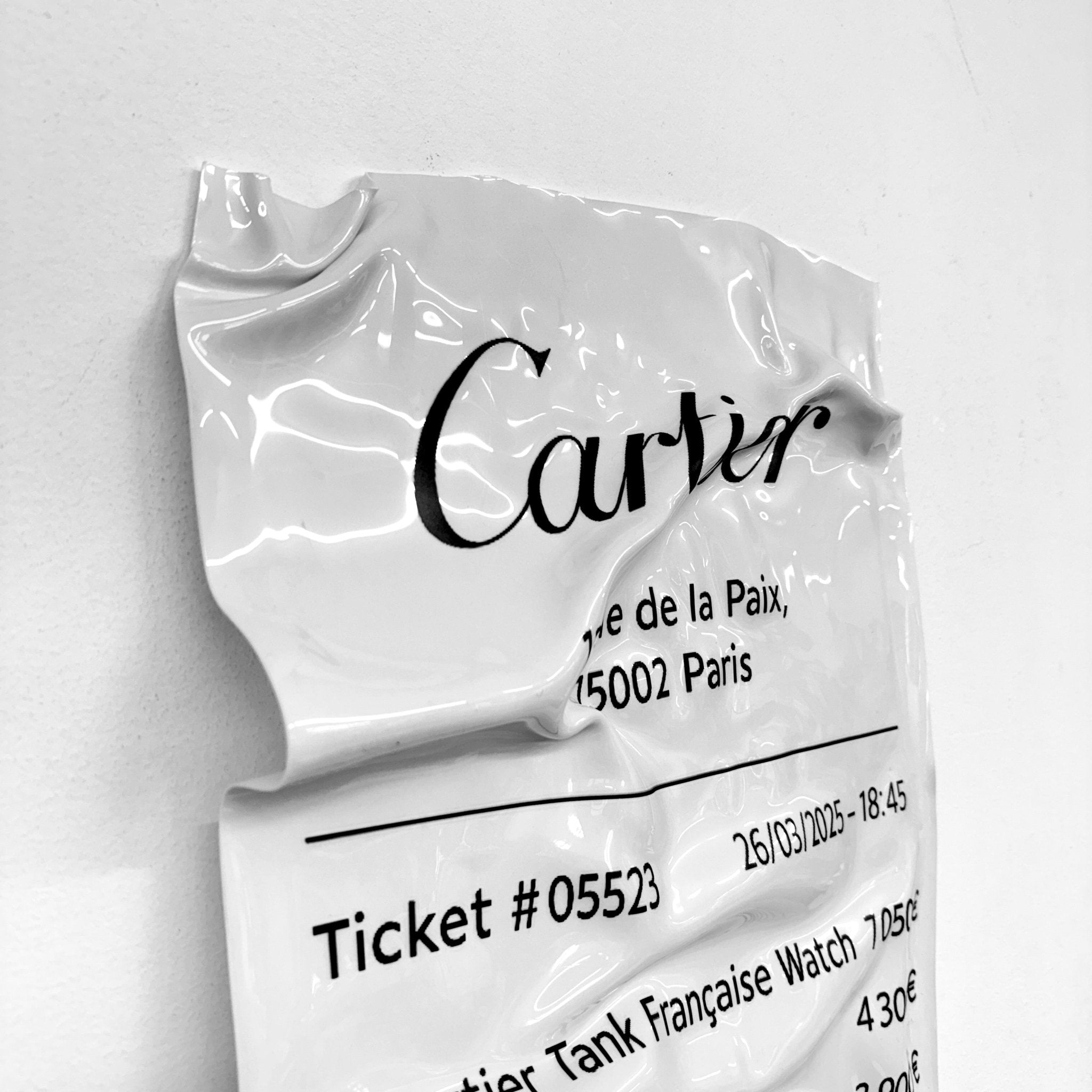 Tableau froissé - Ticket "Cartier" - Luxartis